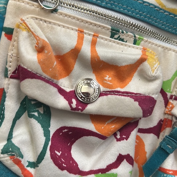 Auth Coach Rare Scribble Logo Rainbow Hampton Field Camera Crossbody Bag! - Picture 7 of 11